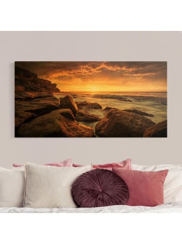 WALLART Leinwandbild Gold - Cape Solander in Orange