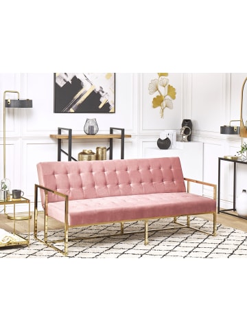 Beliani 3-Sitzer Sofa MARSTAL in Rosa/Gold - (W) 187 x (H) 83 x (L) 78 cm