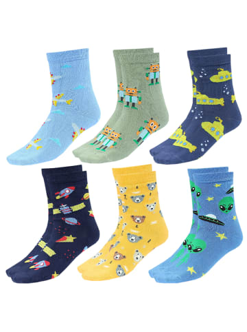 TupTam Kinder Socken Mädchen Jungen Bunt Gemustert 6er Pack in grün/gelb
