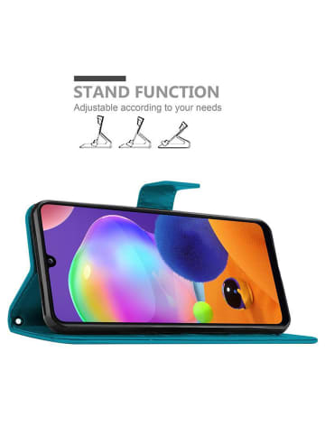 cadorabo Hülle für Samsung Galaxy A31 Blumen Design in FLORAL BLAU