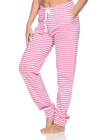 NORMANN Damen Pyjama Hose lang Mix & Match in pink