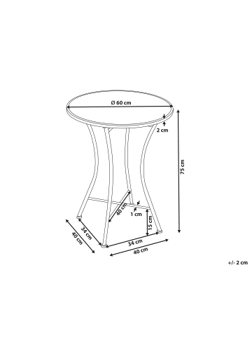 Beliani Gartentisch CORIANO in Schwarz/Blau - (W) 60 x (H) 75 x (L) 60 cm