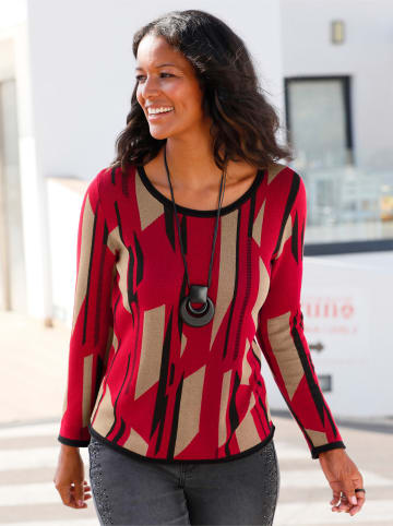 WITT WEIDEN Pullover in camel-rot-gemustert