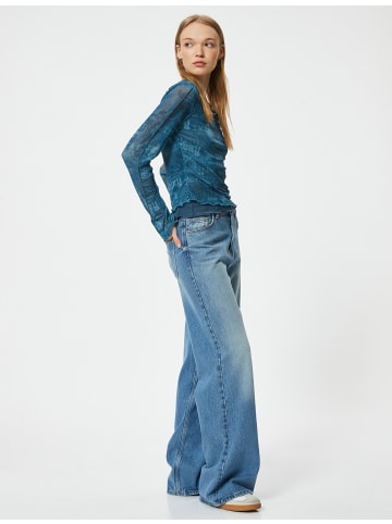 KOTON T-shirt in Blau Gemustert