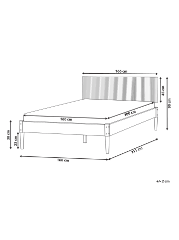 Beliani Doppelbett AMBAZAC in Braun - (W) 168 x (H) 90 x (L) 211 cm
