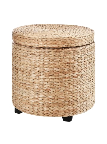 HOMCOM Fußhocker-Ø43 x 43H cm-Khaki