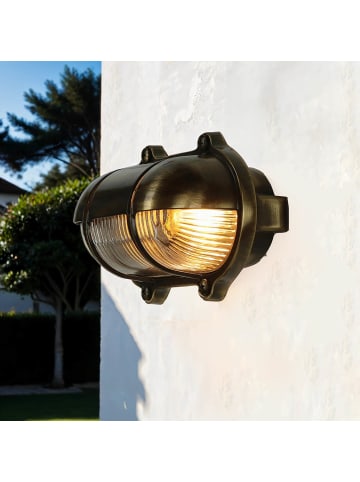 Licht-Erlebnisse Außen Wandlampe (B)21 x (H)12 cm in Messing AntikMessing Antik