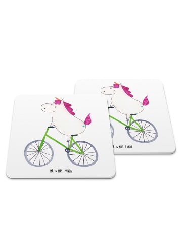 Mr. & Mrs. Panda Untersetzer Einhorn Radfahrer ohne Spruch in Weiß