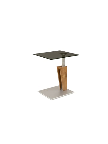 58 aufm Kessel BEISTELLTISCH Catlin 55x47x47 höhenverstellbar Wildeiche/Parsolglas