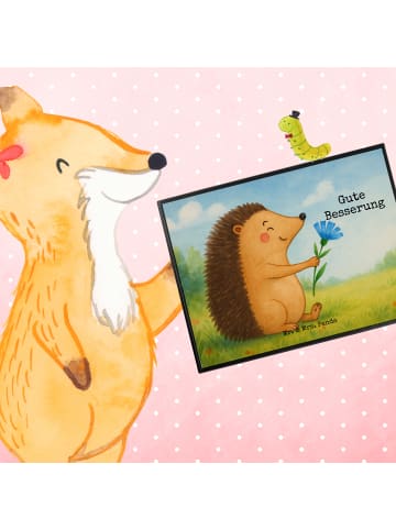 Mr. & Mrs. Panda Schreibunterlage Igel Blumen Design mit Spruch in Weiß