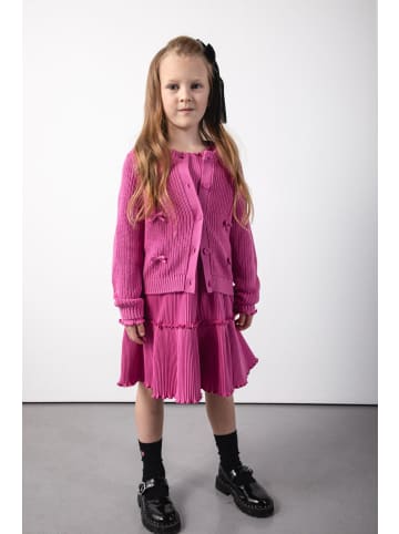 Coccodrillo Geripptes Kleid mit langen Ärmeln in rosa