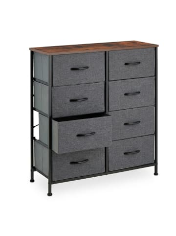 relaxdays Kommode in Grau/ Braun - (B)80 x (H)81,5 x (T)30 cm