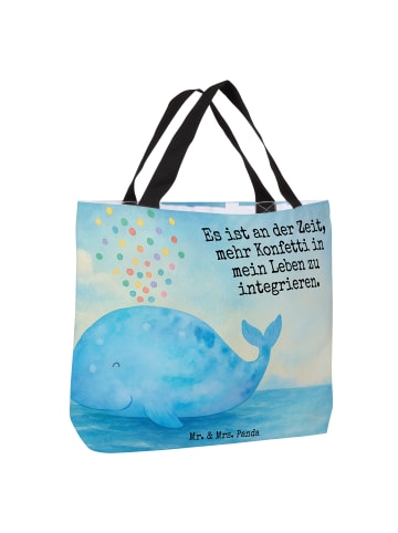 Mr. & Mrs. Panda Shopper Wal Konfetti Design mit Spruch in Weiß