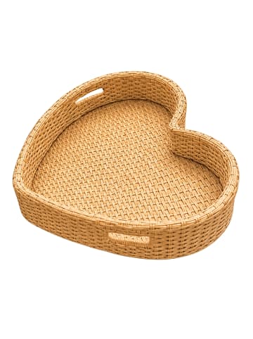 relaxdays Schwimmendes Tablett "Herz" in Natur - (B)60 x (H)20 x (T)60 cm