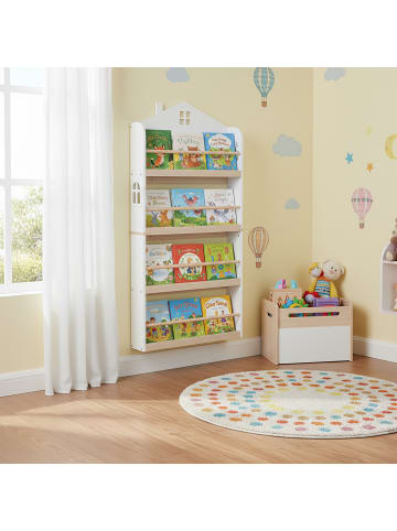 relaxdays Kinderbücherregal "Haus" in Weiß/ Natur - (B)60 x (H)130 x (T)15 cm