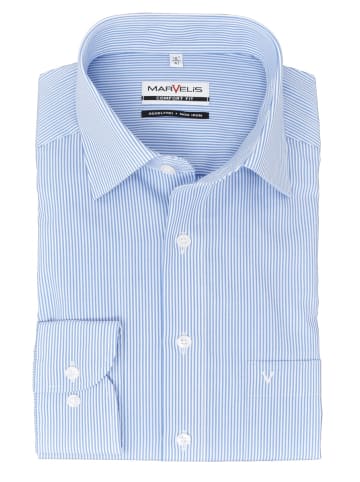 MARVELIS Comfort Fit Businesshemd in Blau/Weiß