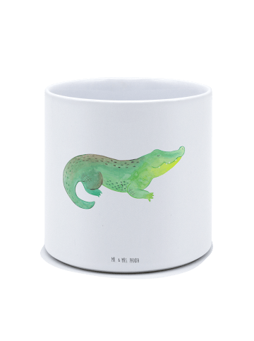 Mr. & Mrs. Panda Keramik Blumentopf Krokodil ohne Spruch in Weiß