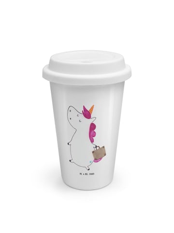 Mr. & Mrs. Panda ToGo Kaffeebecher Einhorn Koffer ohne Spruch in Weiß
