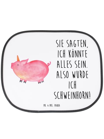Mr. & Mrs. Panda Sonnenschutz für Auto Einhorn Schwein mit Spruch in Weiß