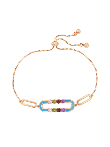 faina Women Box Chain Bracelet With Rhinestones in Rose Gold Multicolor