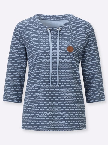 Sieh an! 3/4-Arm-Shirt in bleu-rauchblau-bedruckt