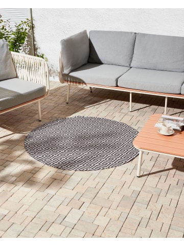 Beliani Outdoorteppich THRISSUR in Grau/Weiß - (W) 120 x (L) 120 cm