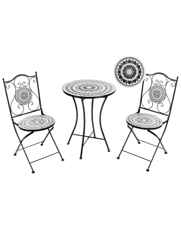 Beliani 3-tlg Bistro Set COMISO in Schwarz/Weiß