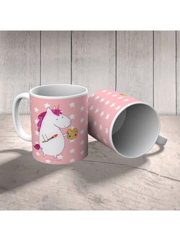 Mr. & Mrs. Panda Tasse Einhorn Künstler ohne Spruch in Rot Pastell