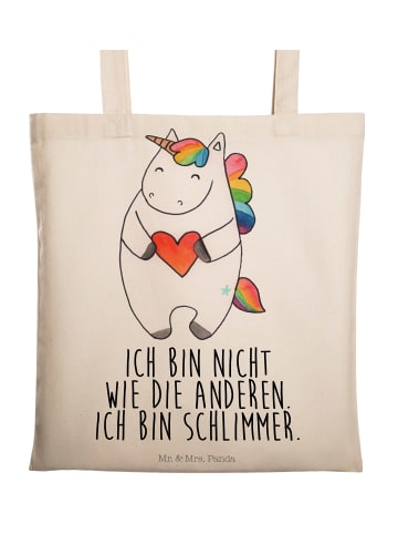 Mr. & Mrs. Panda Tote Bag Einhorn Herz mit Spruch in Creme