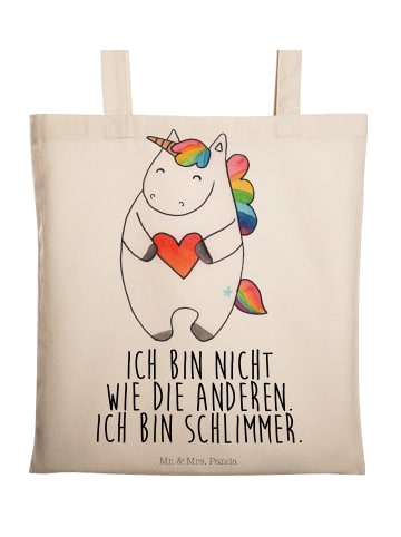 Mr. & Mrs. Panda Tragetasche Einhorn Herz mit Spruch in Creme