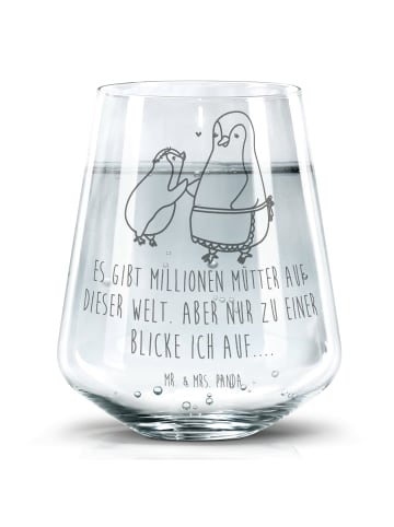 Mr. & Mrs. Panda Trinkglas Pinguin mit Kind mit Spruch in Transparent
