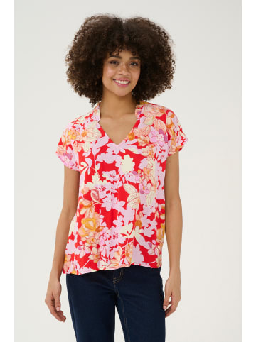 CULTURE Kurzarm-Bluse CUaudrey Relaxed fit in Red/Pink Flower