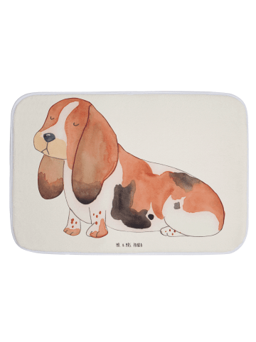 Mr. & Mrs. Panda Badteppich Hund Basset Hound ohne Spruch in Weiß