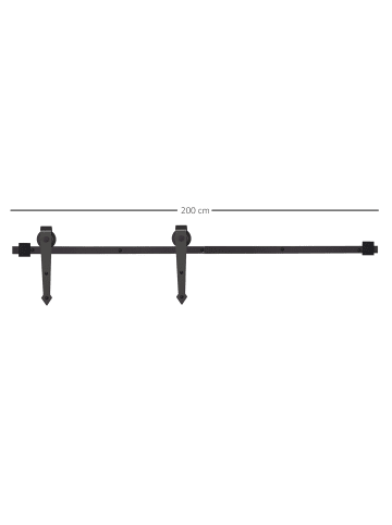 HOMCOM Schiebetüren-Beschlagsatz in Schwarz 200L x 4B x 1H cm