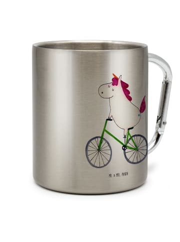Mr. & Mrs. Panda Tasse Einhorn Radfahrer ohne Spruch in Silber