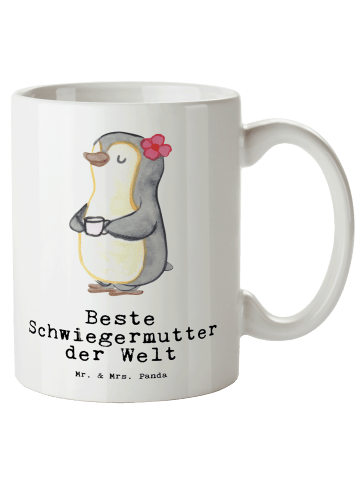 Mr. & Mrs. Panda Weiße Tasse Pinguin Beste Schwiegermutter der W... in Weiß