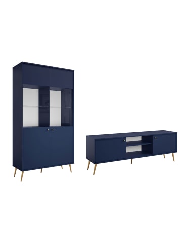 Feldmann-Wohnen Wohnzimmer-Set 2-teilig Rose marineblau 261,5 / 40,5 / 191cm