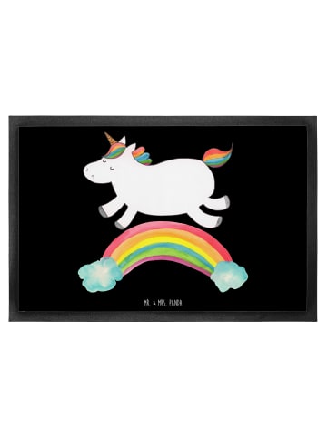 Mr. & Mrs. Panda Fußmatte Einhorn Regenbogen ohne Spruch in Schwarz