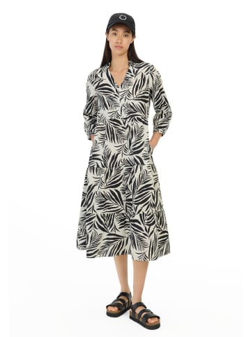 Camel Active Mittellanges Sommerkleid mit Allover-Print in AOP schwarz/weiß