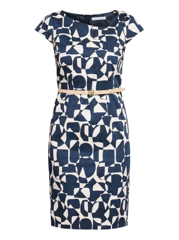 BETTY & CO Etuikleid mit Gürtel in Dark Blue/Nature