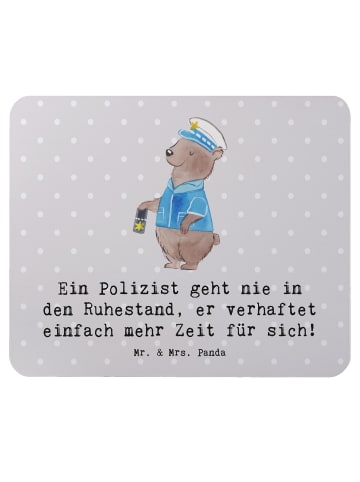 Mr. & Mrs. Panda Mauspad Polizist Ruhestand mit Spruch in Grau Pastell