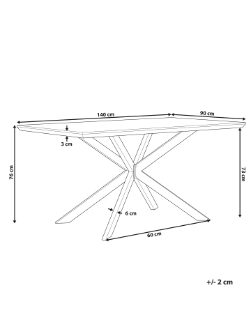 Beliani Esszimmertisch SPECTRA in Braun/Schwarz - (W) 90 x (H) 76 x (L) 140 cm