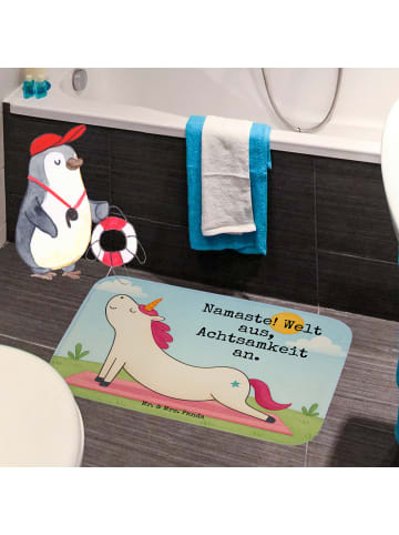 Mr. & Mrs. Panda Badteppich Einhorn Yoga Design mit Spruch in Weiß