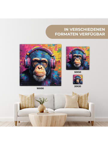 MuchoWow Leinwand Bilder Bunte Schimpanse