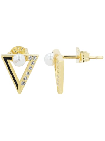 Adeliás Damen Ohrringe – Ohrstecker aus 925 Silber mit Perle in gold