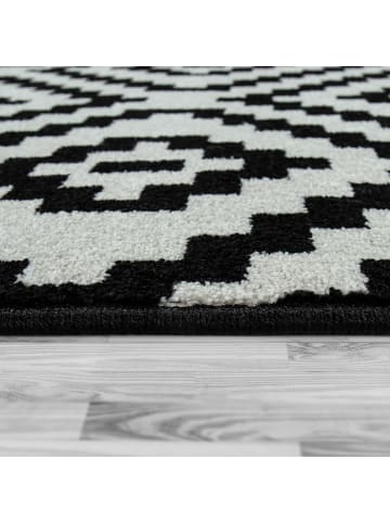 KADIMA DESIGN Teppich Kurzflor Rautenmuster Wohnzimmer schmutzabweisend in Schwarz