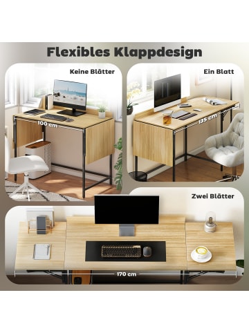 HOMCOM Schreibtisch-170L x 58B x 78H cm-Eiche