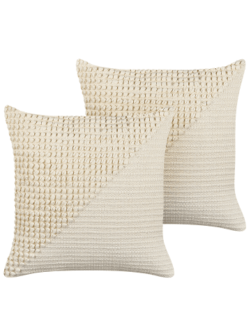 Beliani 2er-Set Dekokissen PELLAEA in Beige
