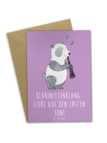 Mr. & Mrs. Panda Klappkarte Klarinette Liebe  mit Spruch in Lavendeltraum