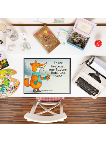 Mr. & Mrs. Panda schreibtischunterlage Fuchs Keks Design mit Spruch in Weiß